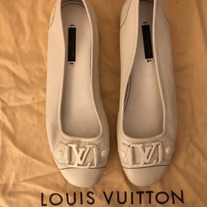 Louis Vuitton Patent Leather White Flats
